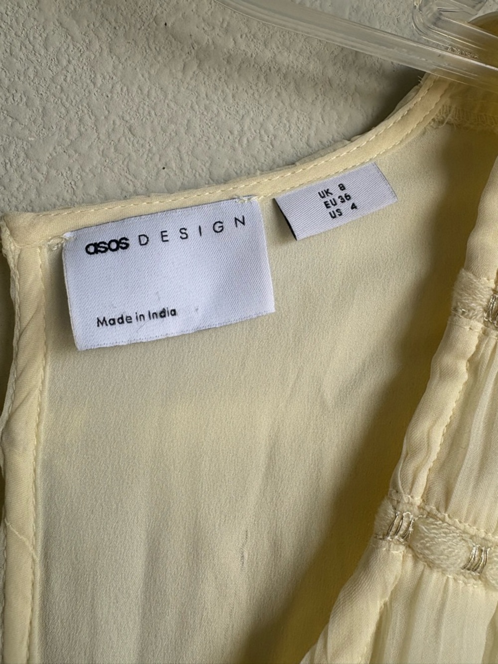 ASOS DESIGN Ruched layered midi dress in cream size 4 - Picture 6 of 6